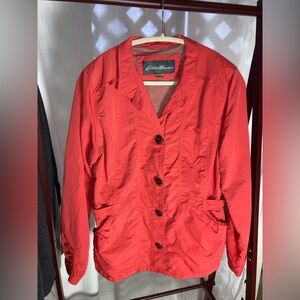 Eddie Bauer sz L red/orange nylon Travelex lightweight jacket